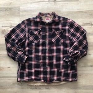Wrangler Black and Pink Plaid Casual Shirt